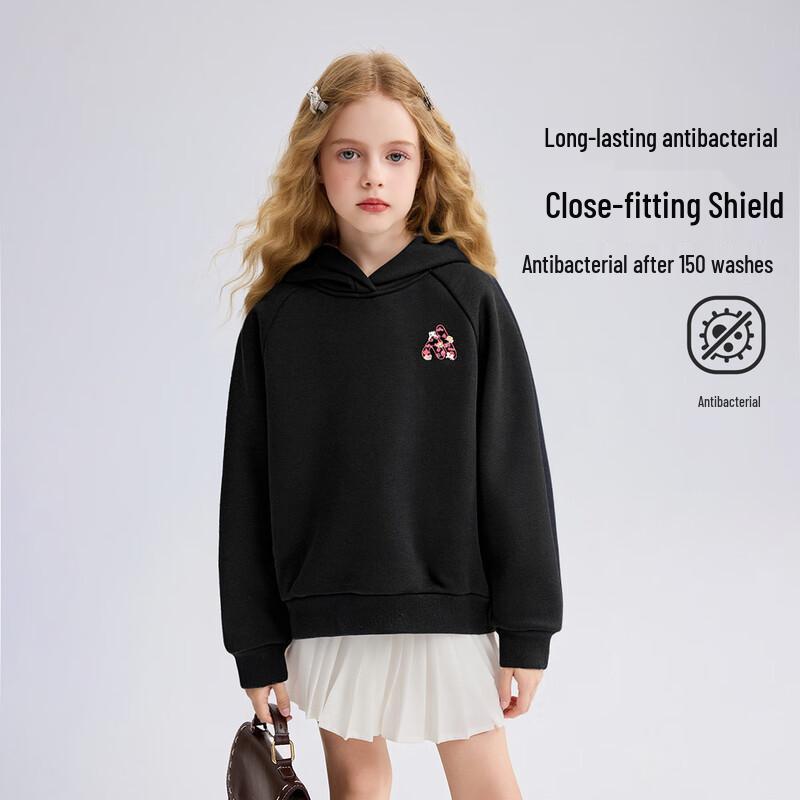 ASK JUNIOR Girls  Winter Fleece-Lined Hooded Sweatshirt 150