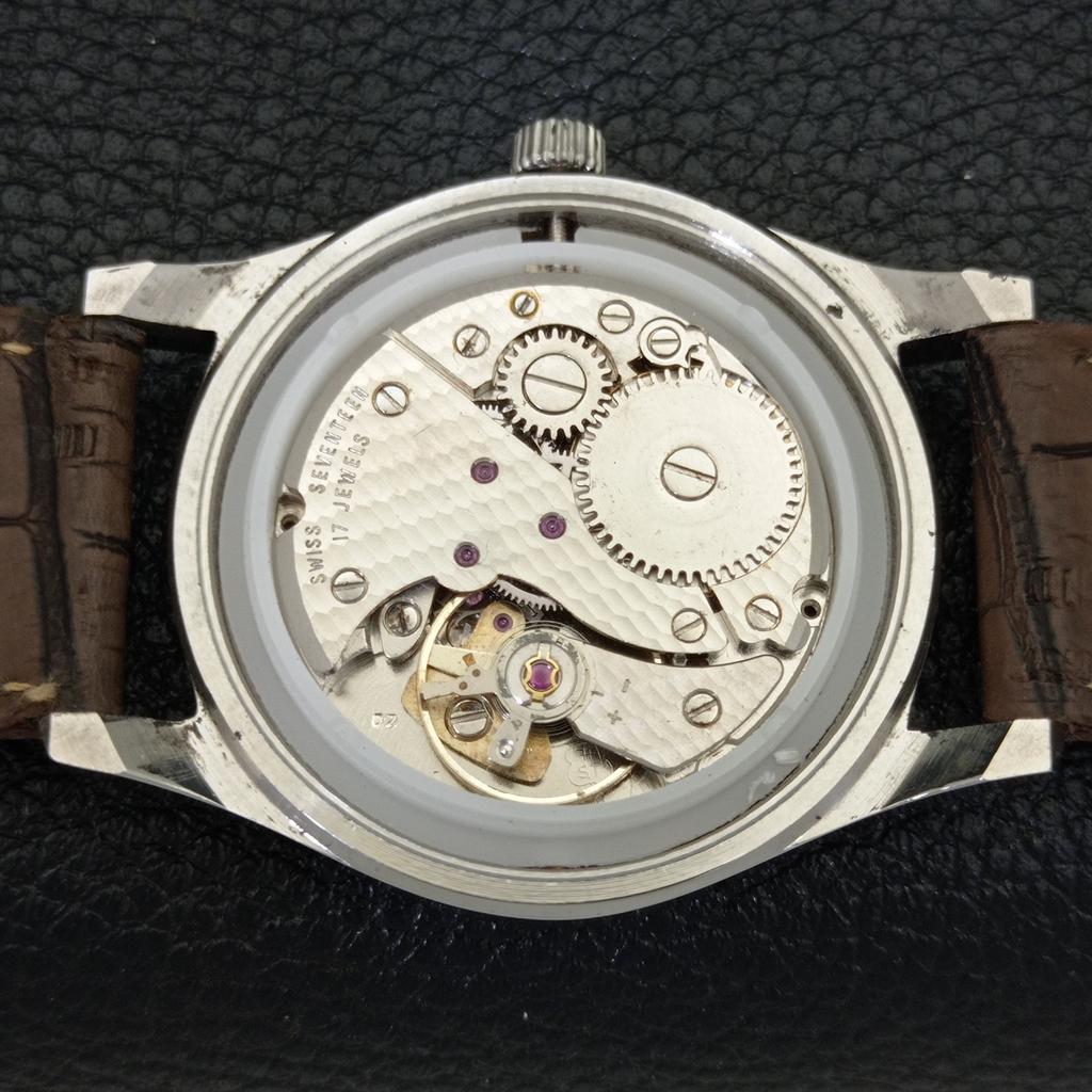 HAND-WINDING VINTAGE TITUS SWISS MENS REFURBISHED PEACH DIAL WATCH A500064-2 R151a-a500064