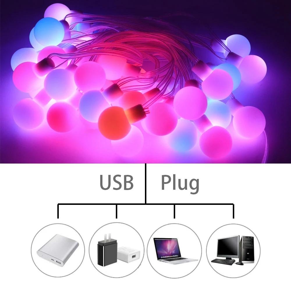 WS2812b LED Round Ball String Lights Addressable Individually Strip For  Holiday Outdoor Decor Christmas Party  Decoration DC5V