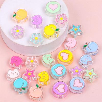 Mixed Candy Color Enamel Flower Star Heart Fruit Cute Charm Acrylic Beads For Necklace Bracelet DIY Jewerly Craft Making Accessories