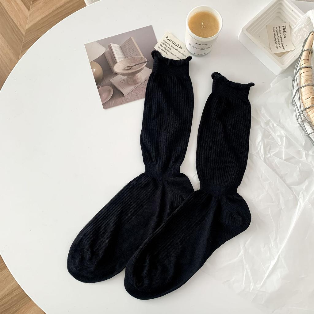 White Socks Socks Summer Thin Breathable Cutout Mesh Ballet Style Long Socks Stacked With Socks