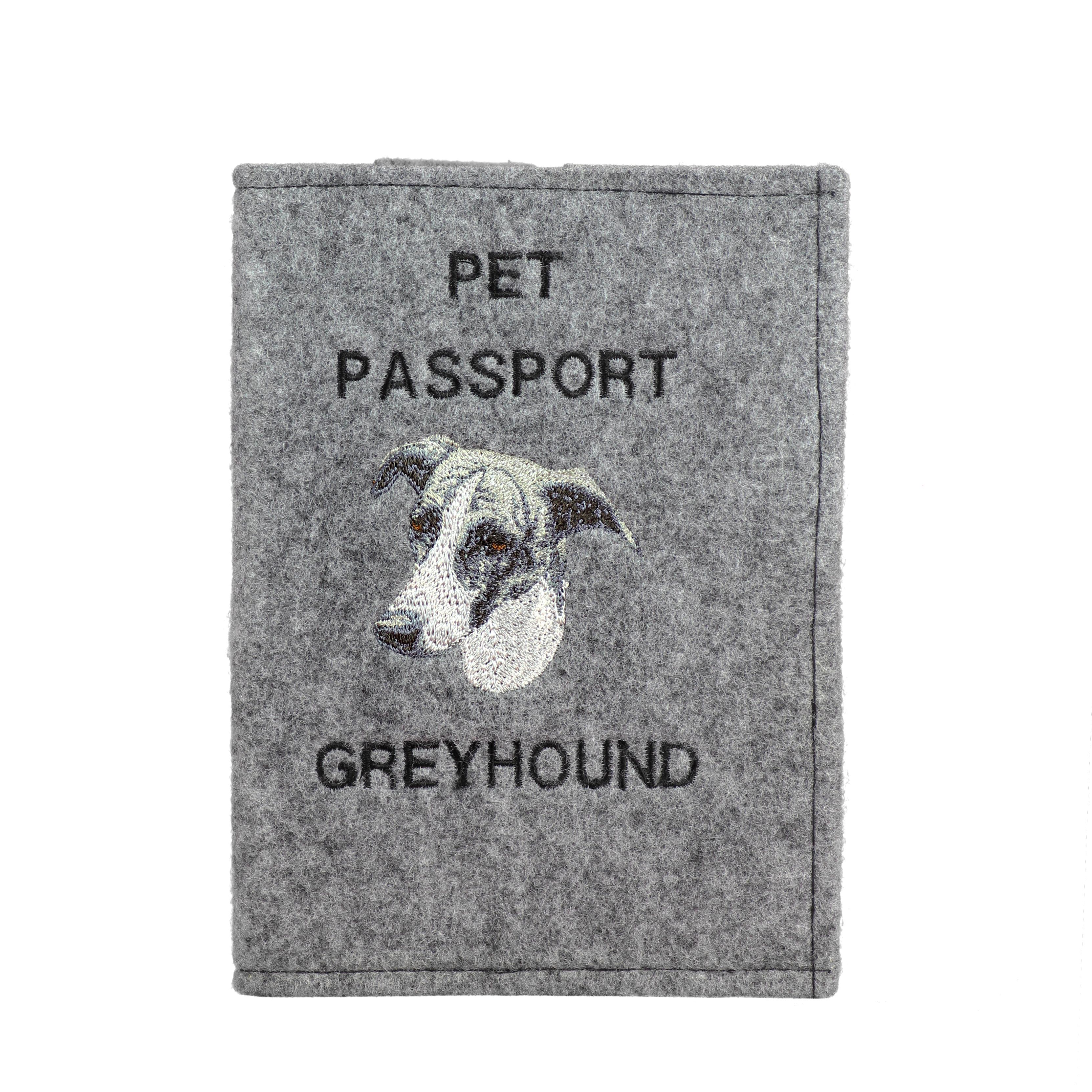 

Greyhound, English Greyhound - Dog passport case, document case, gift for the traveller from the Art-Dog brand сірий колір