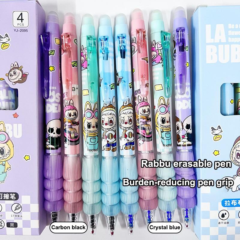 4 szt. Kreatywny Kreskówkowy Długopis Ścieralny Labubu Długopisy Żelowe Długopis Ścieralny dla Uczniów Artykuły Biurowe Artykuły Papiernicze dla Uczniów Prezenty
