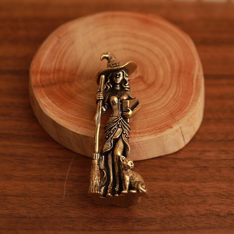 1 ks Retro Krásné Postavičky Kouzelníků Mosazná Malá Soška Čarodějnice Stolní Dekorace Řemesla Domácí Ozdoba