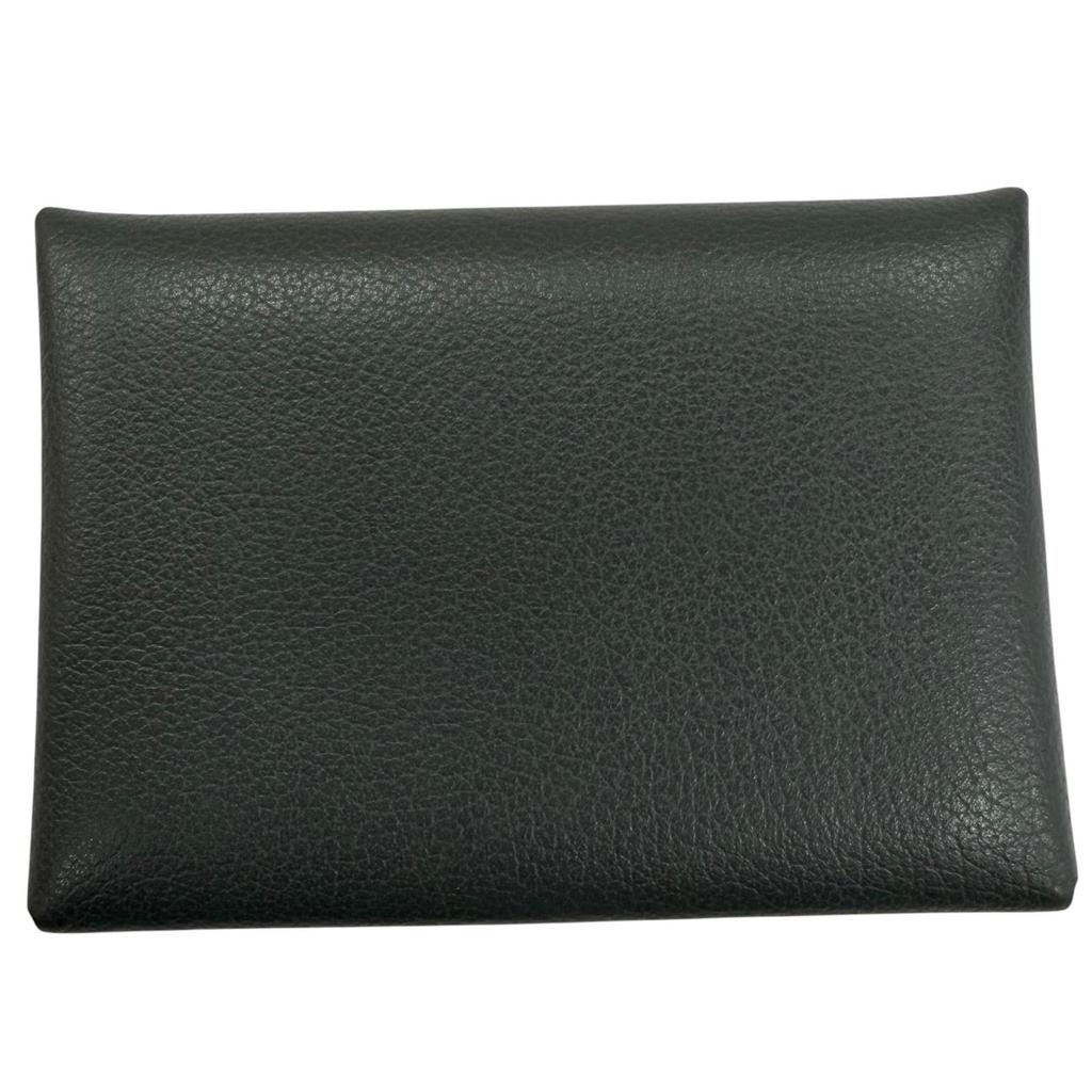 Great HERMES Coin Case Calvi Duo Serie Metal Evercolor Leather Women Used
