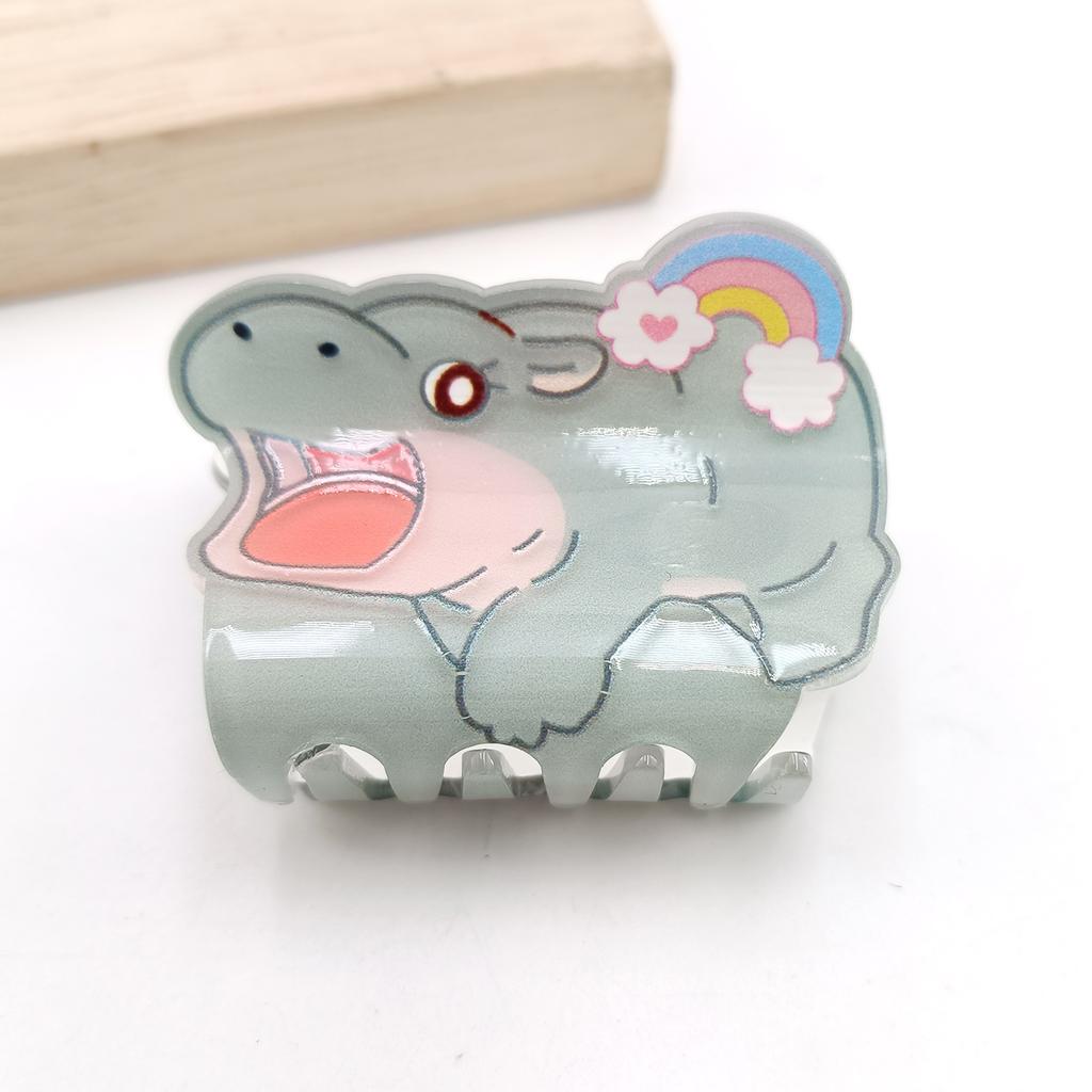 Cute Miss Hippo Hair Claw Flower Acrylic Small Shark Clip Set Headwear Geometry Cartoon Capybara Hair Clip For Girls