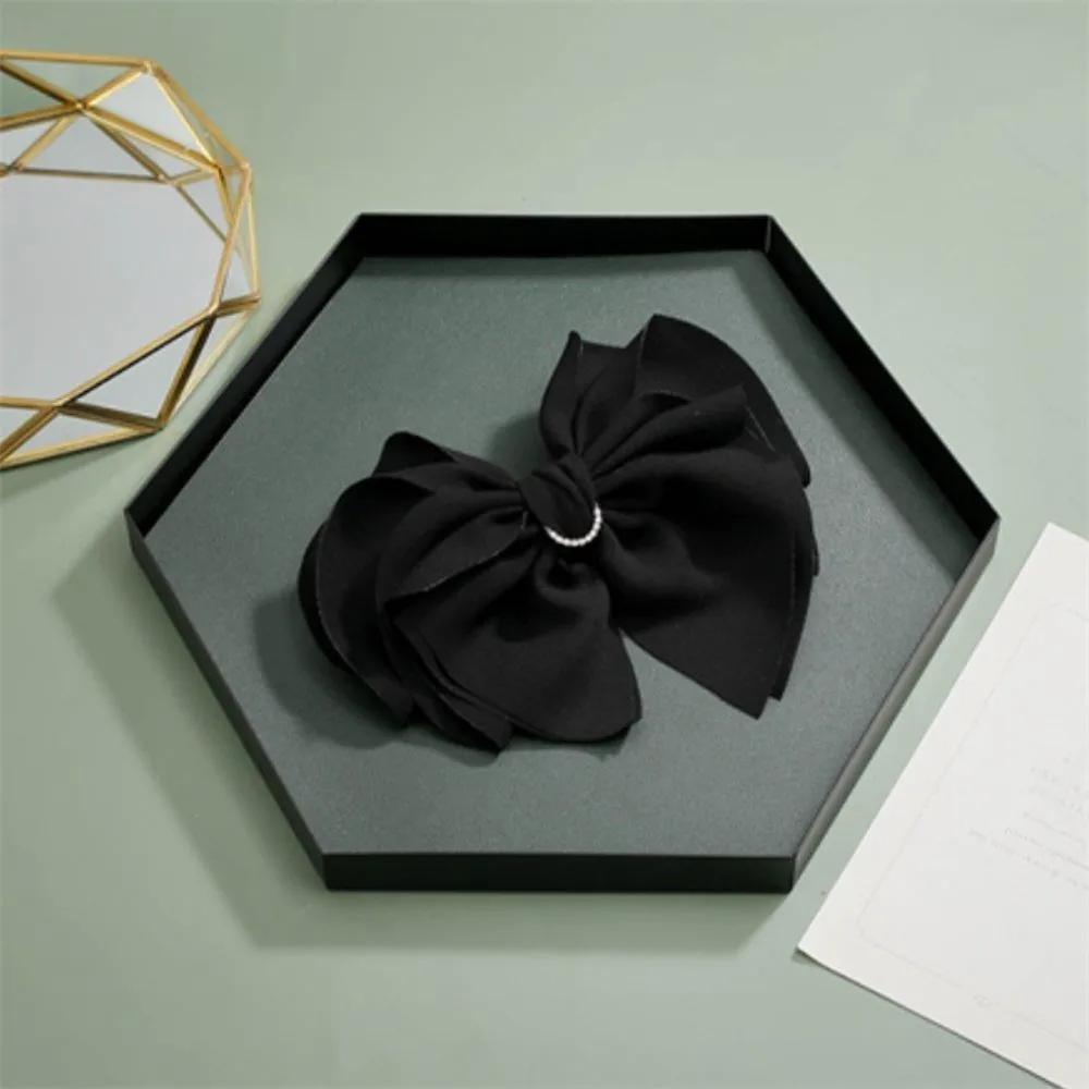 Black Ribbon Cubic Automatic Hairpin Department Store Hairpin Giant Ribbon Pin