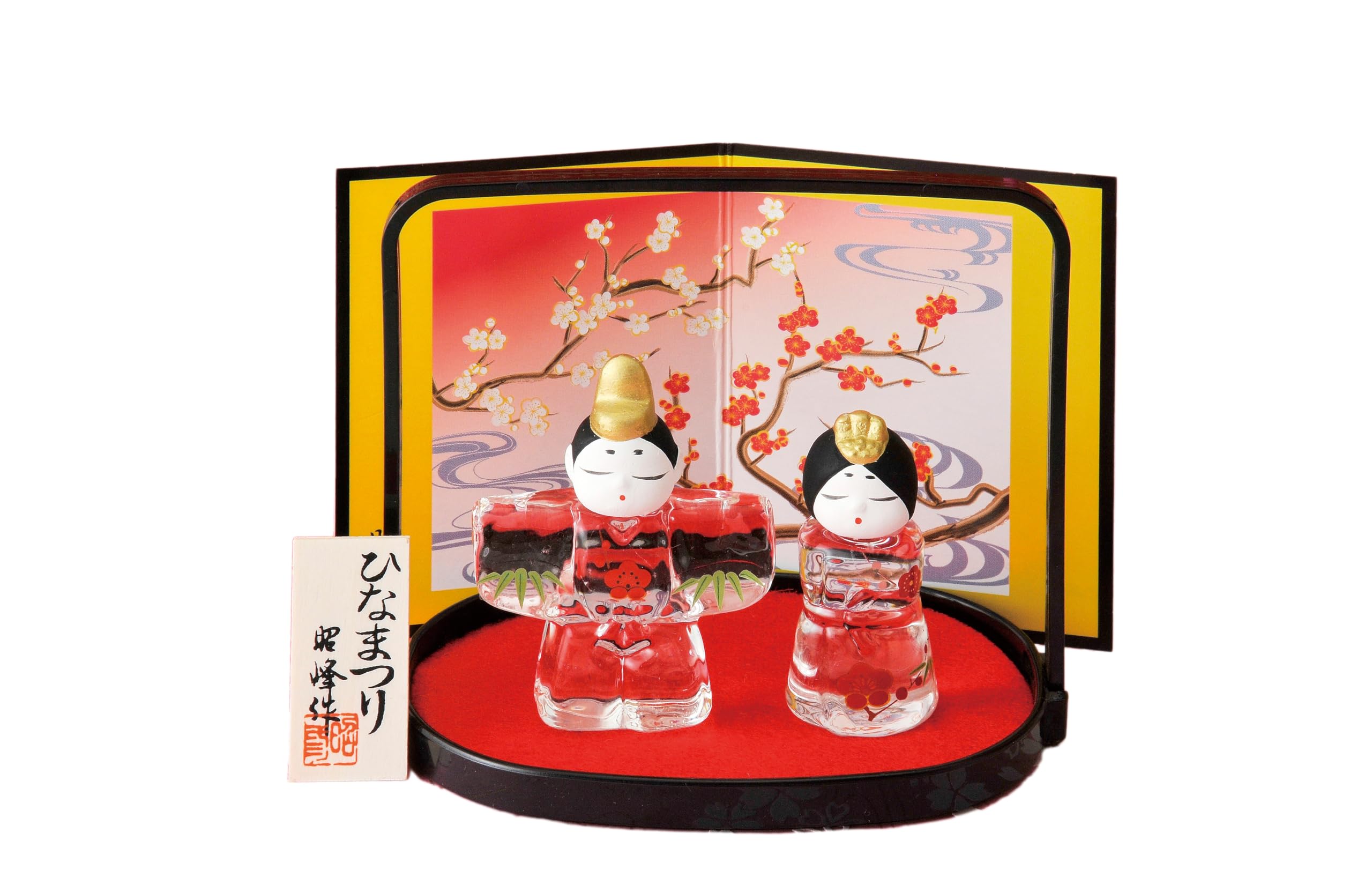 Hina Painted Glass Standing Flat Emperor and Empress for Hina Matsuri Peach Interior Dolls, Dolls, Display, Set, Compact, (Girls Festival), Festival,