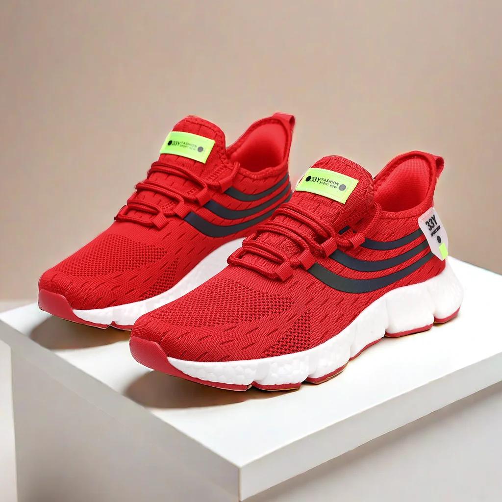 

Men s Knitted Mesh Shoes Are Breathable Lightweight Soft Lace Up Shoes Flexibleshock-absorbing Exercise Walking Men Sports Shoes 37