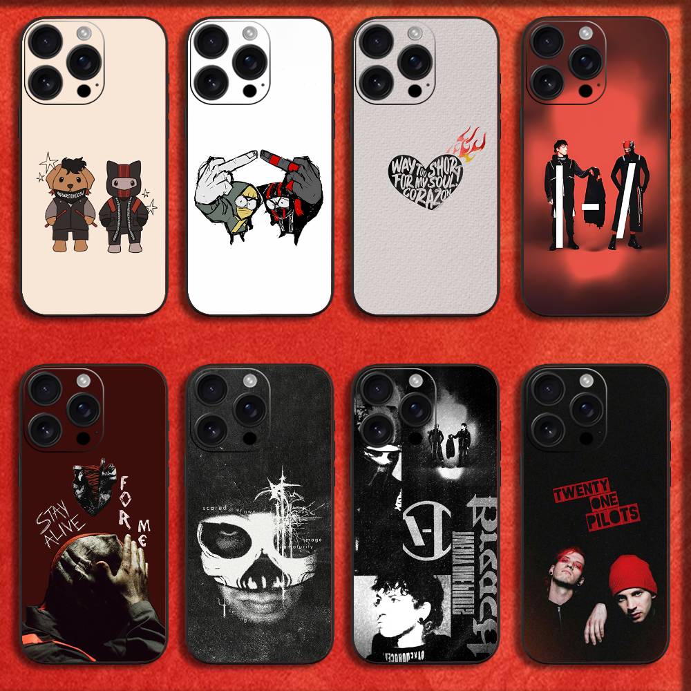 Cool Twenty One P-Pilots Phone Case For iPhone 16,15,14,13,12,11,Pro,XS,Max,XR,Plus,E,Mini Black Shockproof Cover