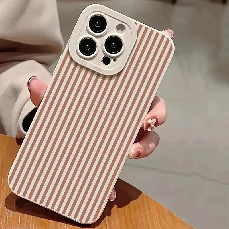 Minimalist Vertical Stripe Pattern Phone Case for iPhone 17 16 15 14 13 12 11 16E Series Pro Max Plus Double Layer Protection