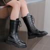 Kids Girls Mid-calf Boots Black Narrow Band Non-slip 2024 Solid Color Princess Catwalk Shoes Children Versatile Free Shipping