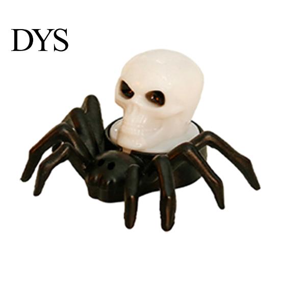 Indoor Festival Atmosphere Lamps Halloween Spider Tea Light Candle, Battery Operated Flameless Flickering LED Fake Candles Spooky Eyeball Skull
