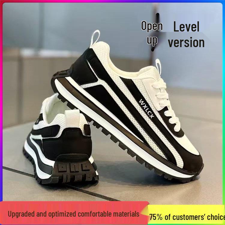Men's Trendy European Mesh Running Shoes - Versatile & Breathable Casual Sneakers for Teens & Dads