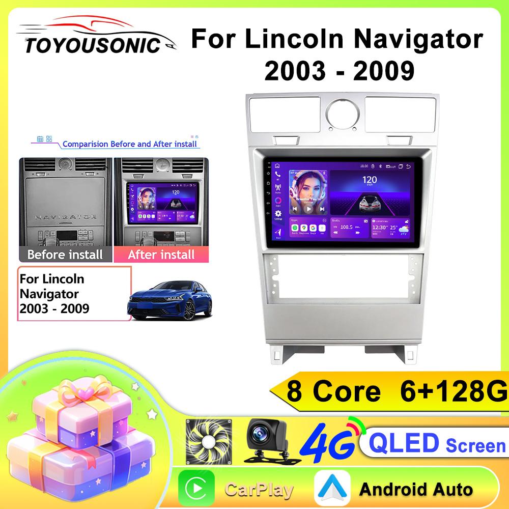 Android Car Head Unit For Lincoln Navigator 2003-2009 Multimedia Stereo Radio Video Player GPS BT Carplay Android Auto No 2din QLED
