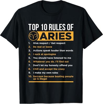 NEW LIMITED! Aries Traits Facts Horoscope Zodiac Astrological Tee - MADE IN USA