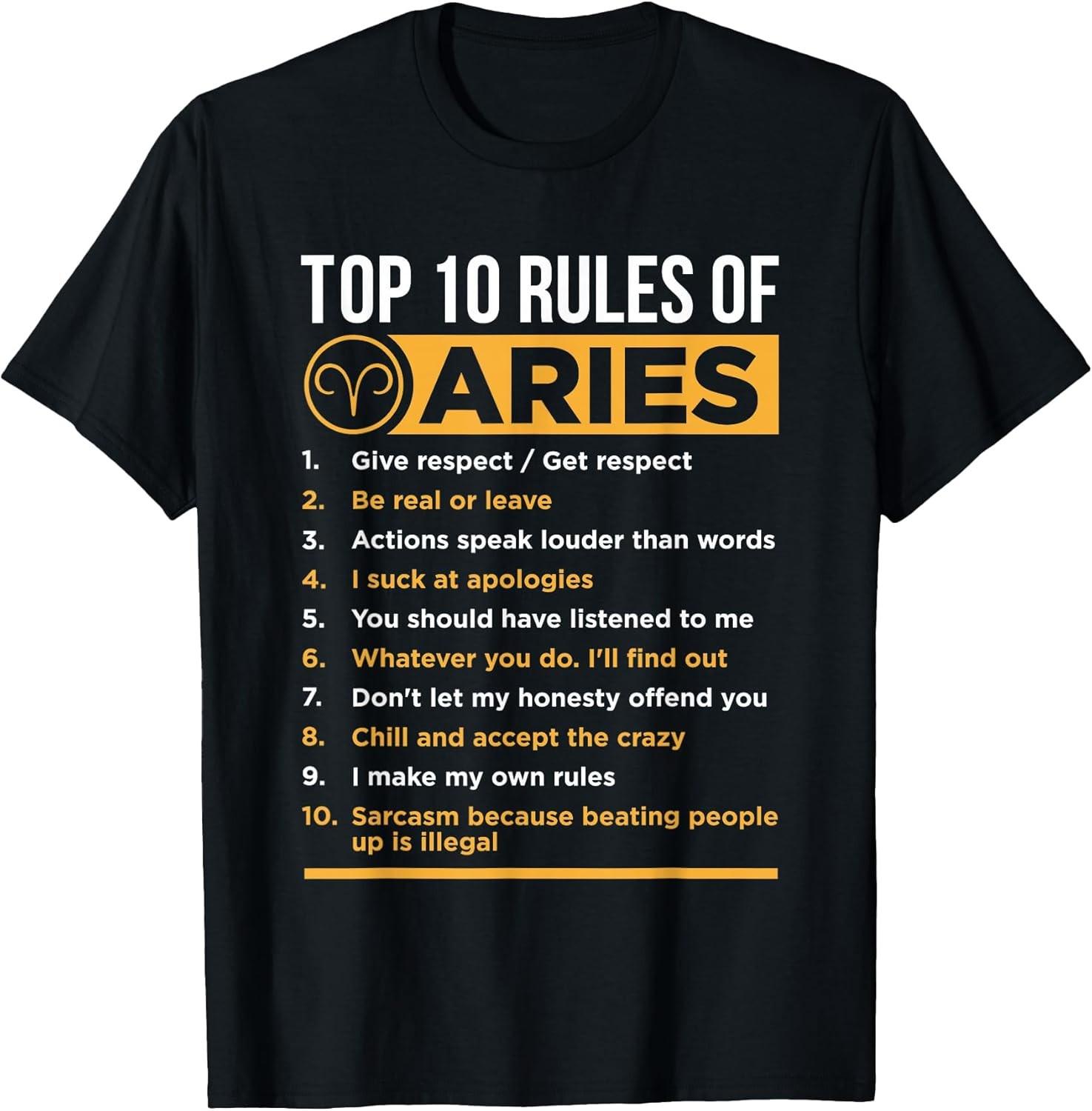 NEW LIMITED! Aries Traits Facts Horoscope Zodiac Astrological Tee - MADE IN USA L