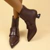 Fashion Western Booties Women's Spring and Autumn Single 2025 New Pointed Toe Kitten Heel High Heel Boots