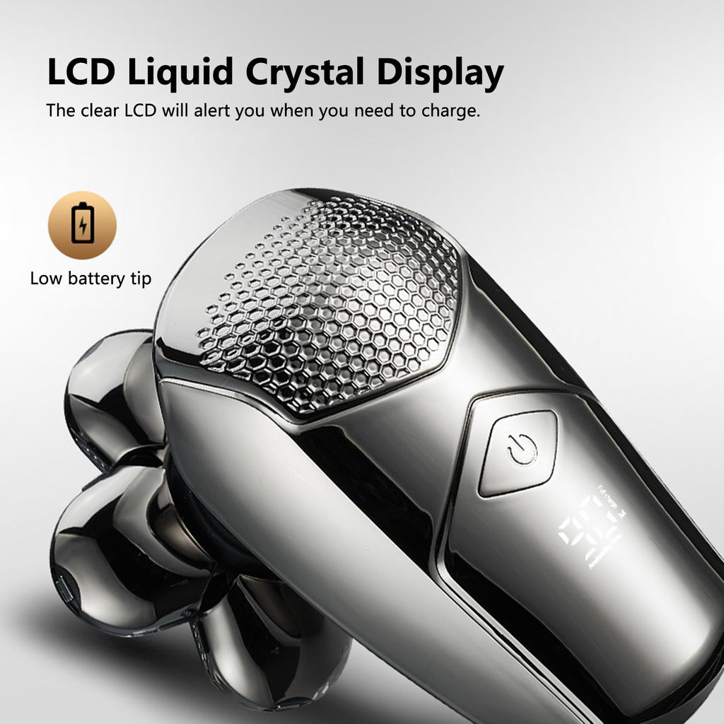 Pánský elektrický holicí strojek na mytí celého těla Six-Bade Head Shaver Multifunkční holicí strojek s digitálním displejem LCD