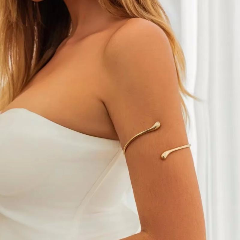 Fashionable Arm Ring Liquid Wind Plain Ring Water Drop Metal Arm Bracelet for Women Personality Zinc Alloy Bracelet Adjustable