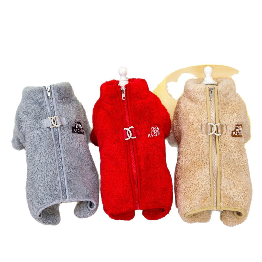 Pet Clothes Autumn and Winter Dog Clothes New Pet Clothing Double-sided Velvet 24 Trendy Brand Zipper Four-leg Velvet