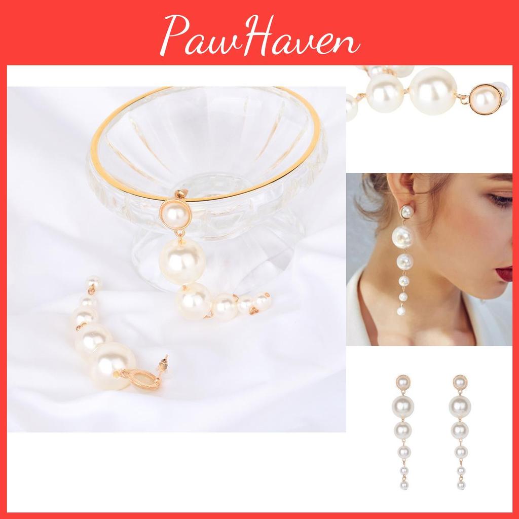 Elegant Long Pearl Earrings With Gradient Design Chic And Stylish Accessories