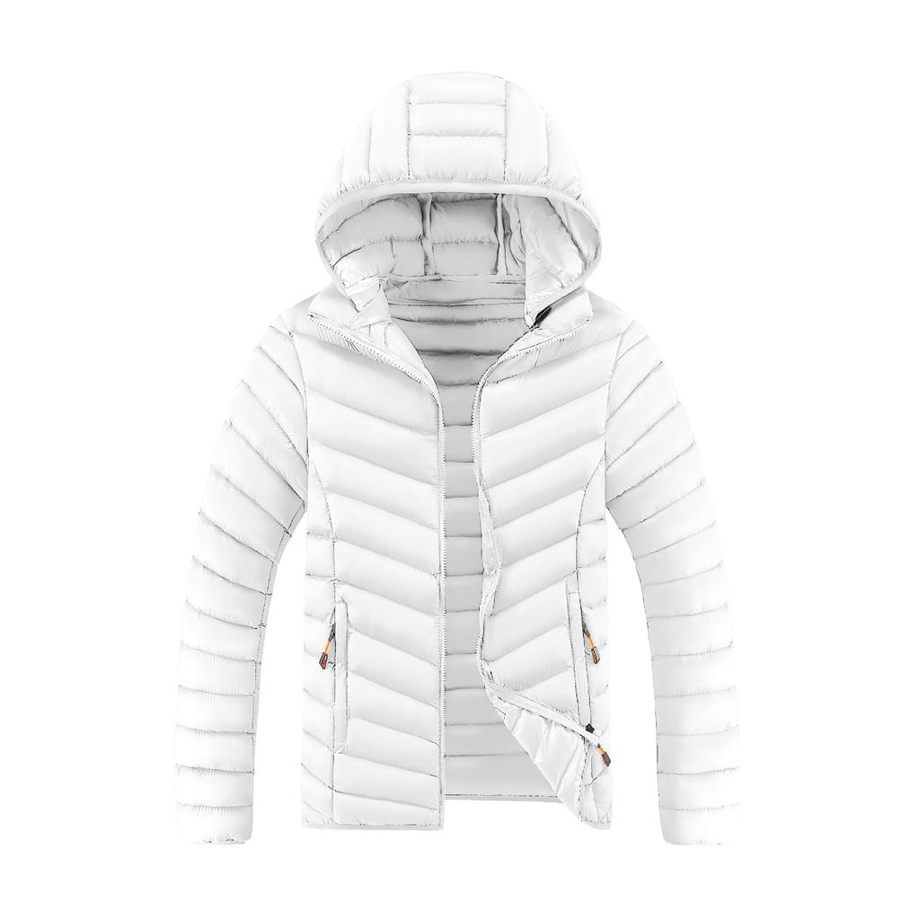 Uformell Herre Bomullsjakke Hette Vindtett Vinter Daglig