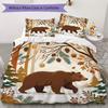 Vintage Bear Pattern Bedding uilt Set uilt Cover Pillowcase Home Decoration Birthday Gift (1 * duvet cover + 2 * pillowcase without core)