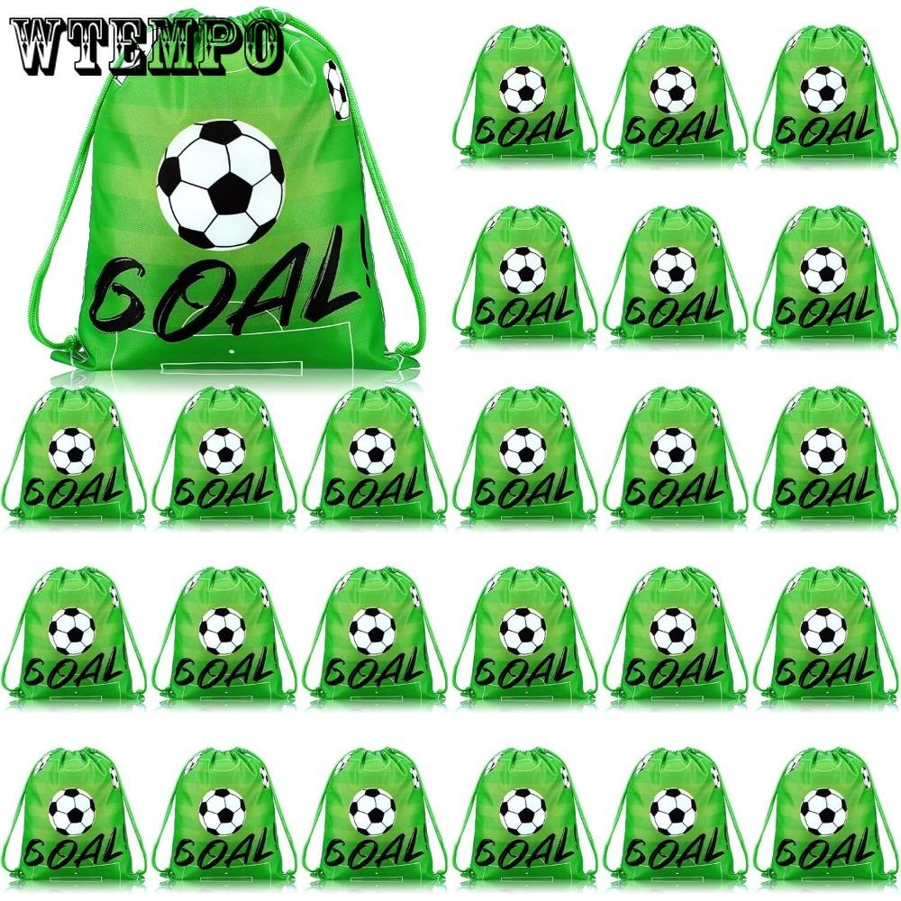 12pcs Soccer Drawstring Bags Soccer Theme Gift Bags Football Party Favor Backpack Sports Football Treat Bags Gift for Team Soccer Theme Birthday