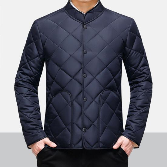Muži Zima Podzim Kabát Silný plyšový Polstrovaný Stojáček Ochrana krku Teplý Dlouhý rukáv Pure Color Plus Size Měkké jednořadé kapsy Cardigan