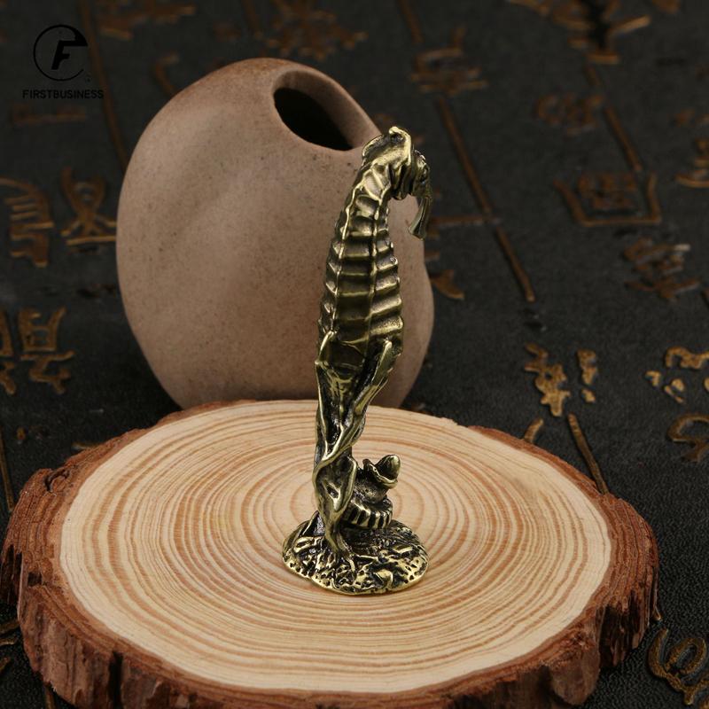 Solid Brass Hippocampus Figurines Vintage Sea Animal Small Statue Desktop Ornaments Office Decorations Crafts Accessories Gifts