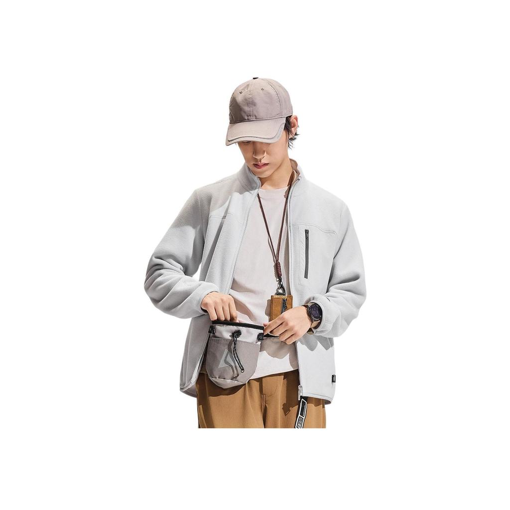 Li Ning Outdoor CF Fleece Warm Cardigan Jacket Men Outerwear Crystal-Gray AWDV825-3