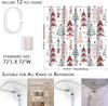 Christmas Shower Curtain 72X72 Inches Waterproof Washable Fabric With 12 Hooks Winter Holiday Xmas Tree Snowflake Bathroom Decor