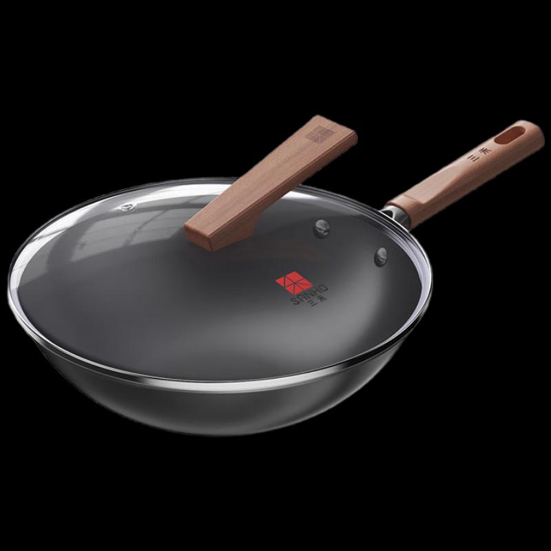 SANHO 32cm Nitrogen Rust-Proof Wrought Iron Wok
