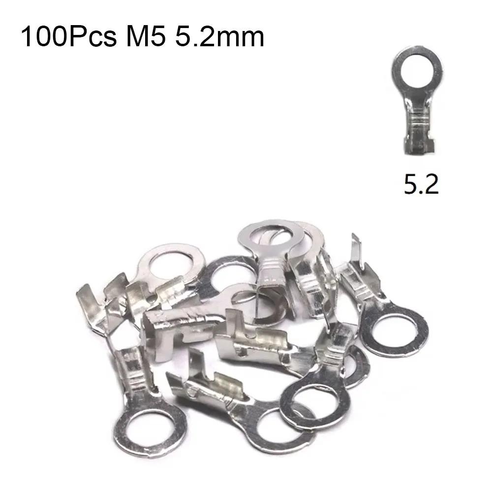 100Pcs New M3/M4/M5/M6/M8 DJ431 Terminal Block Brass Ring Eyes Ring Lugs Tinning Wire Connector