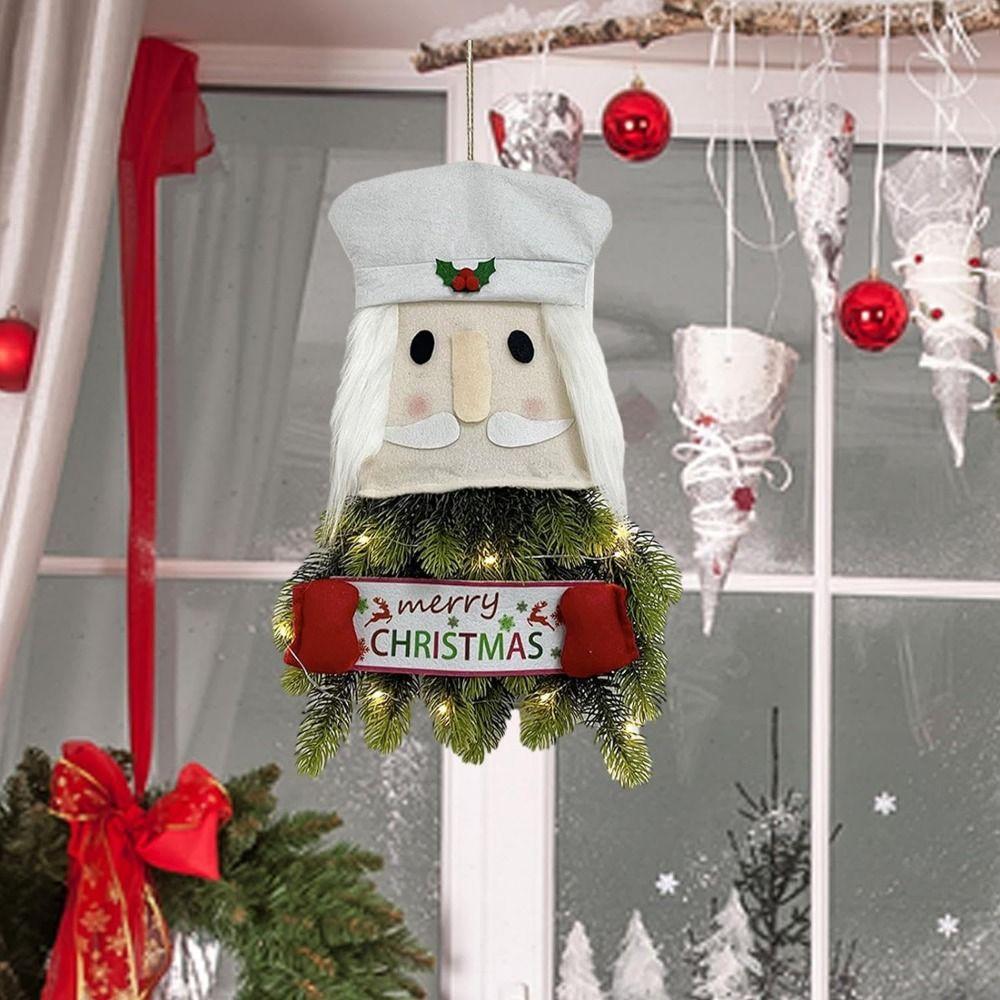 Christmas Decorative Supplies Santa Claus Snowman Christmas Lantern Flower Wreath Pendant