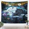 Dragon Tapestry Wall Hanging Western Wild Animal Room Decor Tapestries Kids Boys,Green Blue Purple Aurora Polyester Wall Blanket
