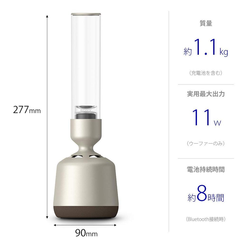 Sony Glass Sound Speaker with LED Brightness and DSEE HX Support LSPX-S2 Hi-Res Audio, Bluetooth, Light, 32-Level Adjustment,