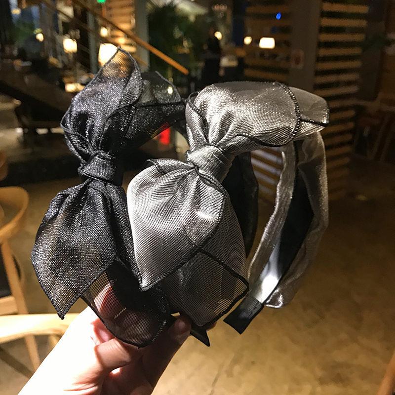 Bow Hairband Toothed Black Mesh Bow Headband For Women Double Layers Bow Hairband With Lips Print Adults Side Bow Headband Girls