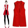 Vestă de costum de lungime medie pentru femei, de primăvară și toamnă, temperament, subțire, mărime plus, jachetă fără mâneci