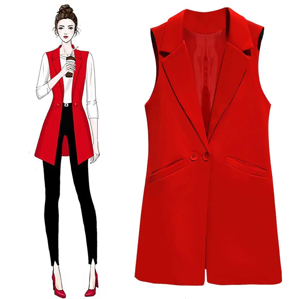 Vestă de costum de lungime medie pentru femei, de primăvară și toamnă, temperament, subțire, mărime plus, jachetă fără mâneci