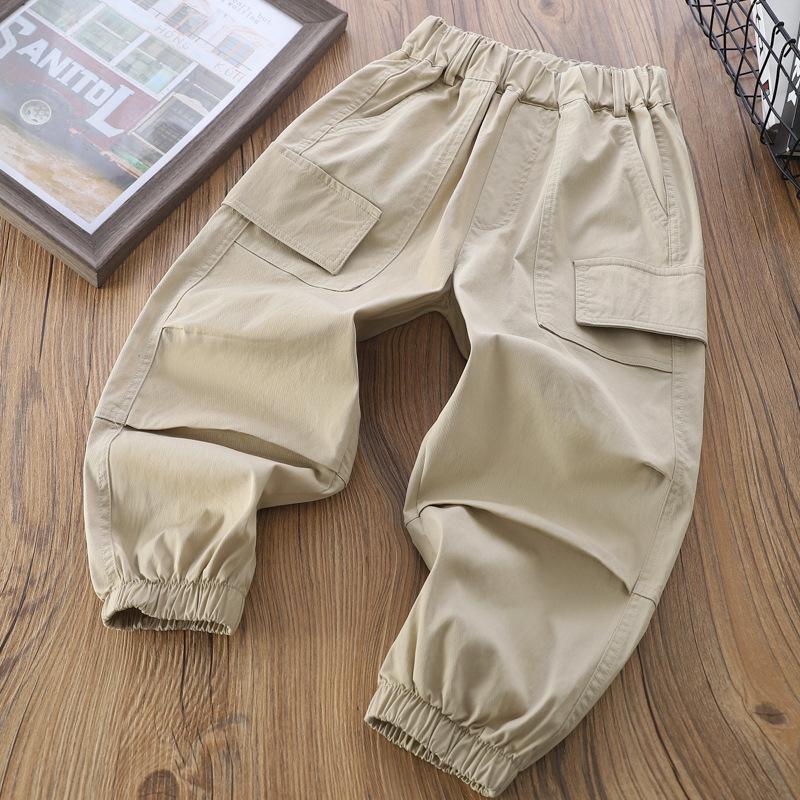 

Детские брюки карго из выстиранного хлопкового твила 2025 - Классический и универсальный спортивный кэжуал 140 cm хаки
