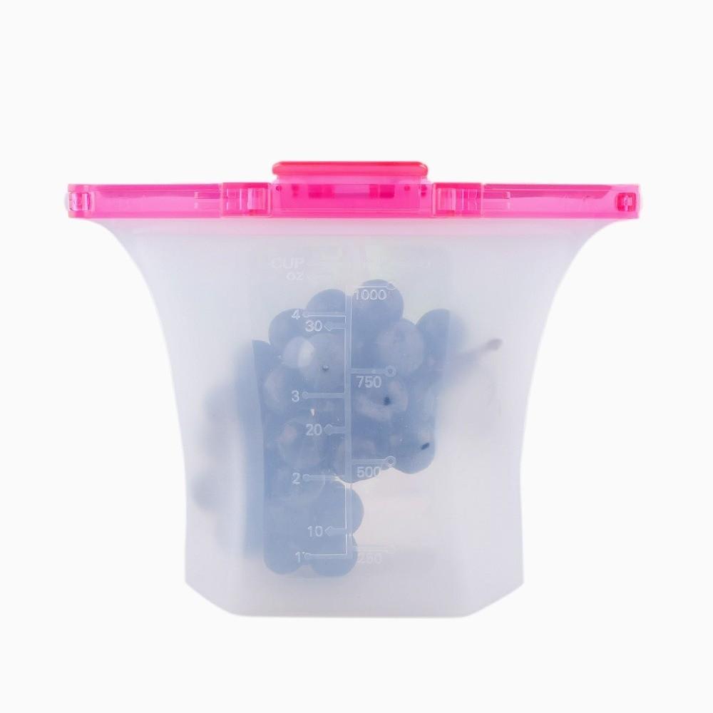 

1000ml Fresh-keeping Bag Double Lock Food Storage Bag Freezer Seal Bags Kitchen Tool Pink 1000ml