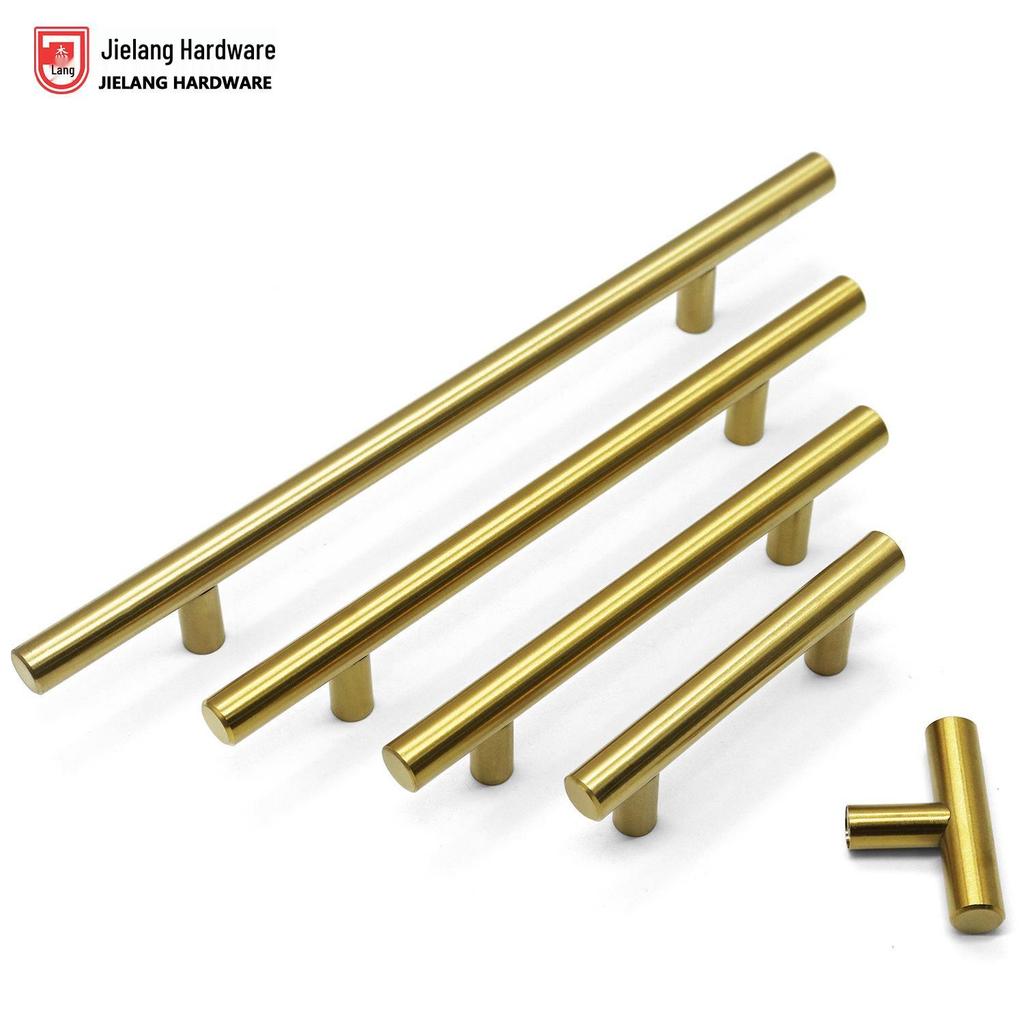 Gold T-Shaped Stainless Steel Hollow Handle for Wardrobe, Cabinet, and Drawer