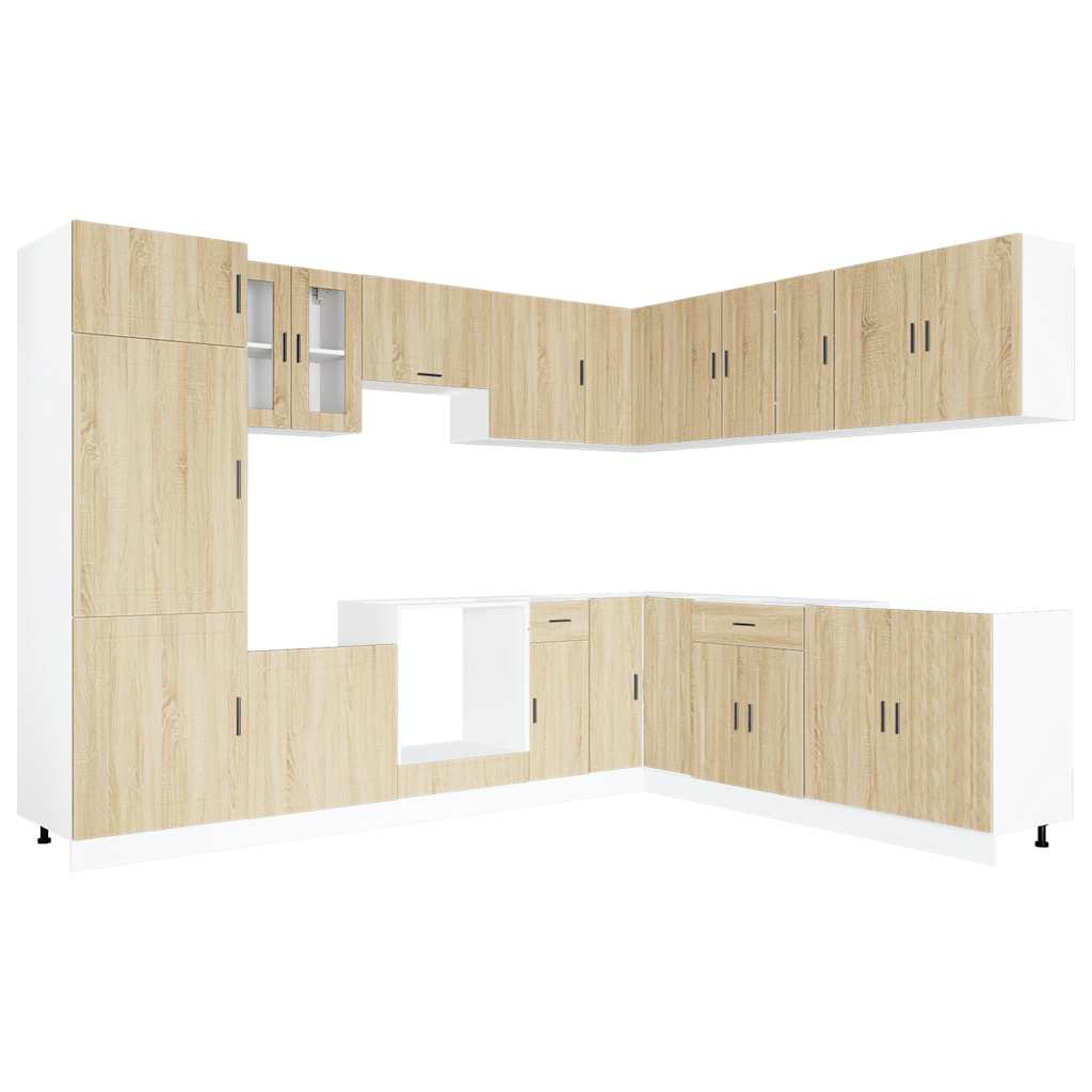 Kitchen Cabinet Set, Porto, 14-Piece, Sonoma Oak
