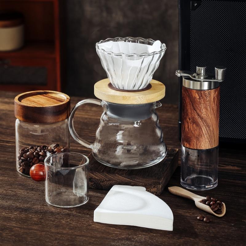 Zestaw do parzenia kawy, zestaw do parzenia kawy typu „wszystko w jednym”, zestaw do ręcznego młynka do kawy, idealny na prezent urodzinowy z okazji rocznicy