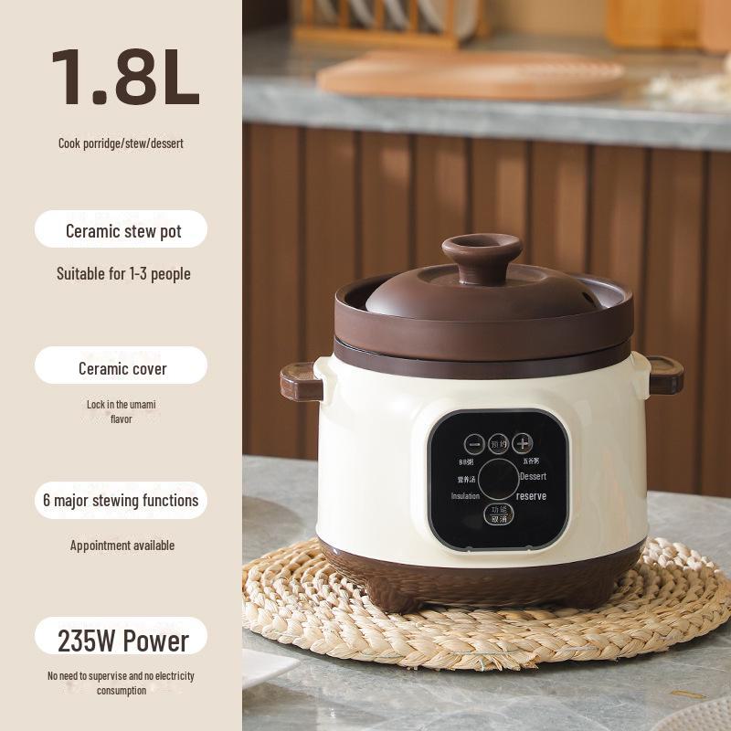 Multifunktionaler elektrischer Kochtopf für Brei & Suppe - Mini Keramik mit Timer & Terminfunktion