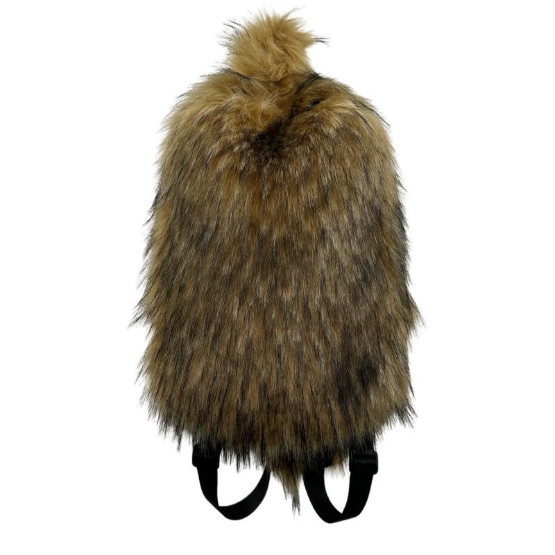 Women Fashion Faux Fur Backpack Cute Plush Travel Bag Stylish Fuzzy Daypack For Daily Use