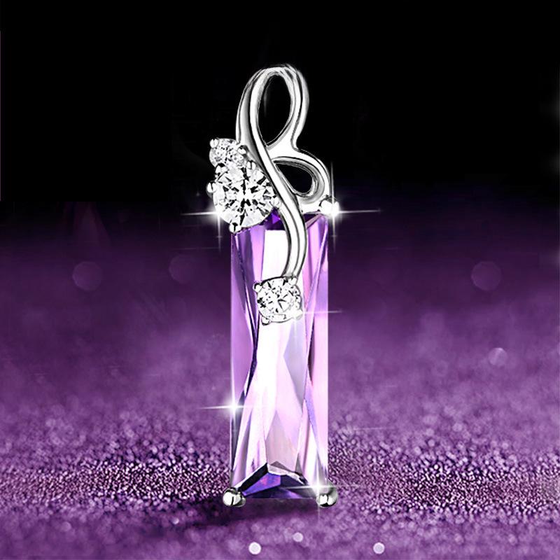 Halskette mit vierblättrigem Kleeblatt und Amethyst, 925er Silber, kurzer Schlüsselbeinkettenanhänger für Damen