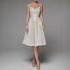 Evening Dress V Neck A-line Slim Waist High Waist Strappy Dress Bing Swing Backless Sleeveless Embroidery Slip Dress for Prom Party